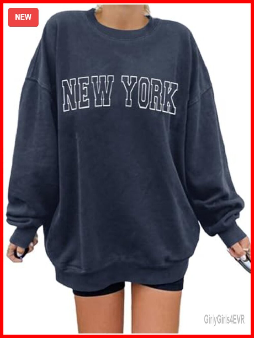 Oversized Crewneck Sweatshirt Cotton Polyester Loose Pullover Casual